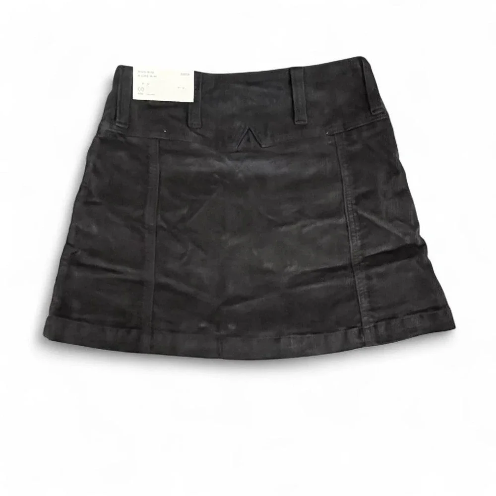 American Eagle Black Corduroy Mini Skirt Size 00 High Rise A-Line NWT